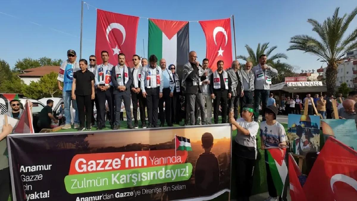 Anamur’da Filistin’e Dayanak Yürüyüşü