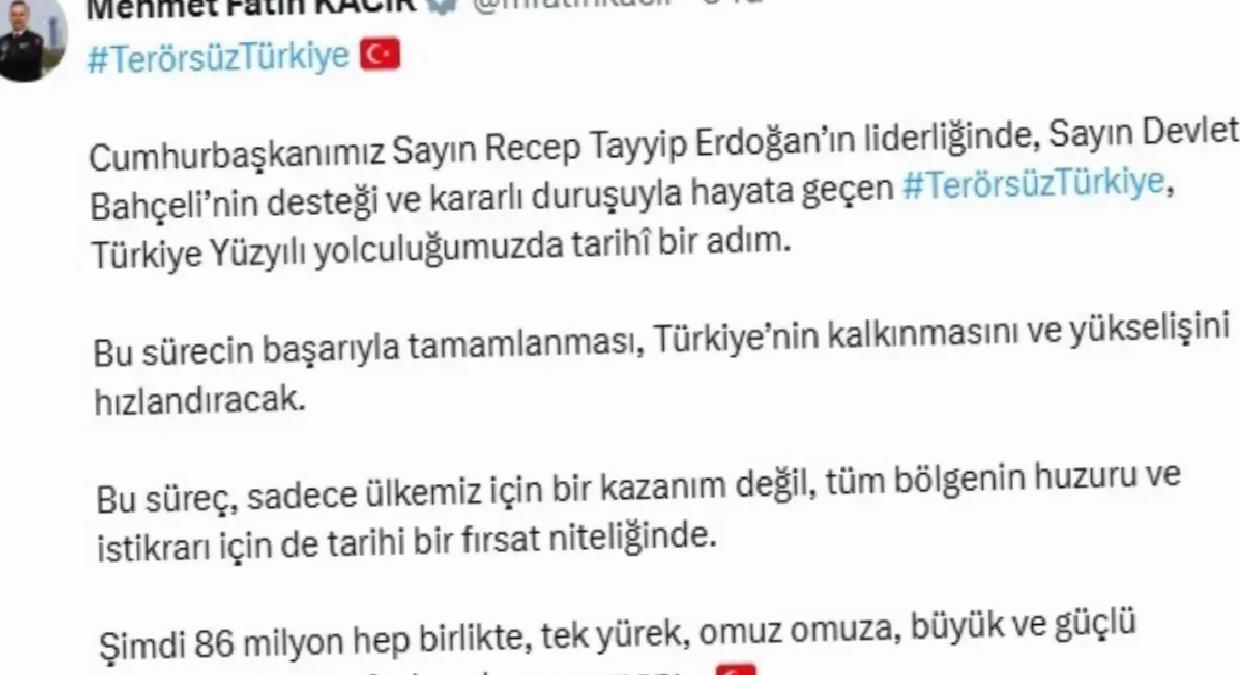 Bakan Kacır: Terörsüz Türkiye, Türkiye’nin kalkınmasını hızlandıracak