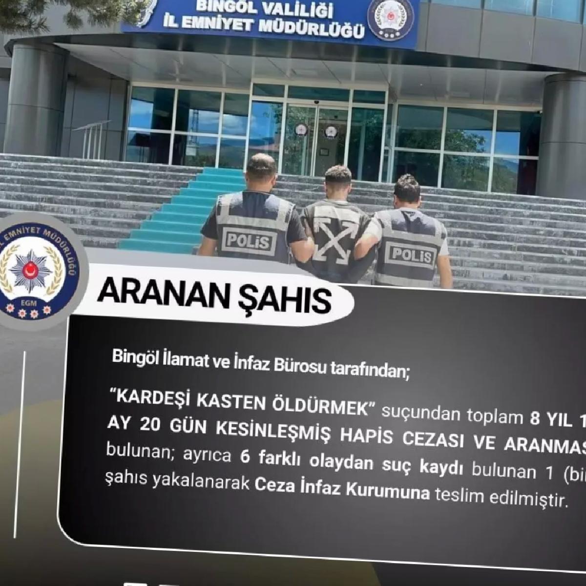 Bingöl’de 8 Yıl Ceza Alan Zanlı Yakalandı