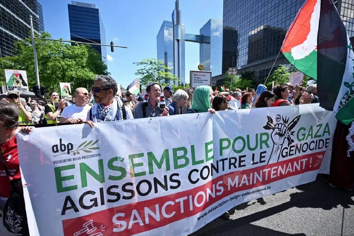 Brüksel’de Filistin İçin Büyük Protesto
