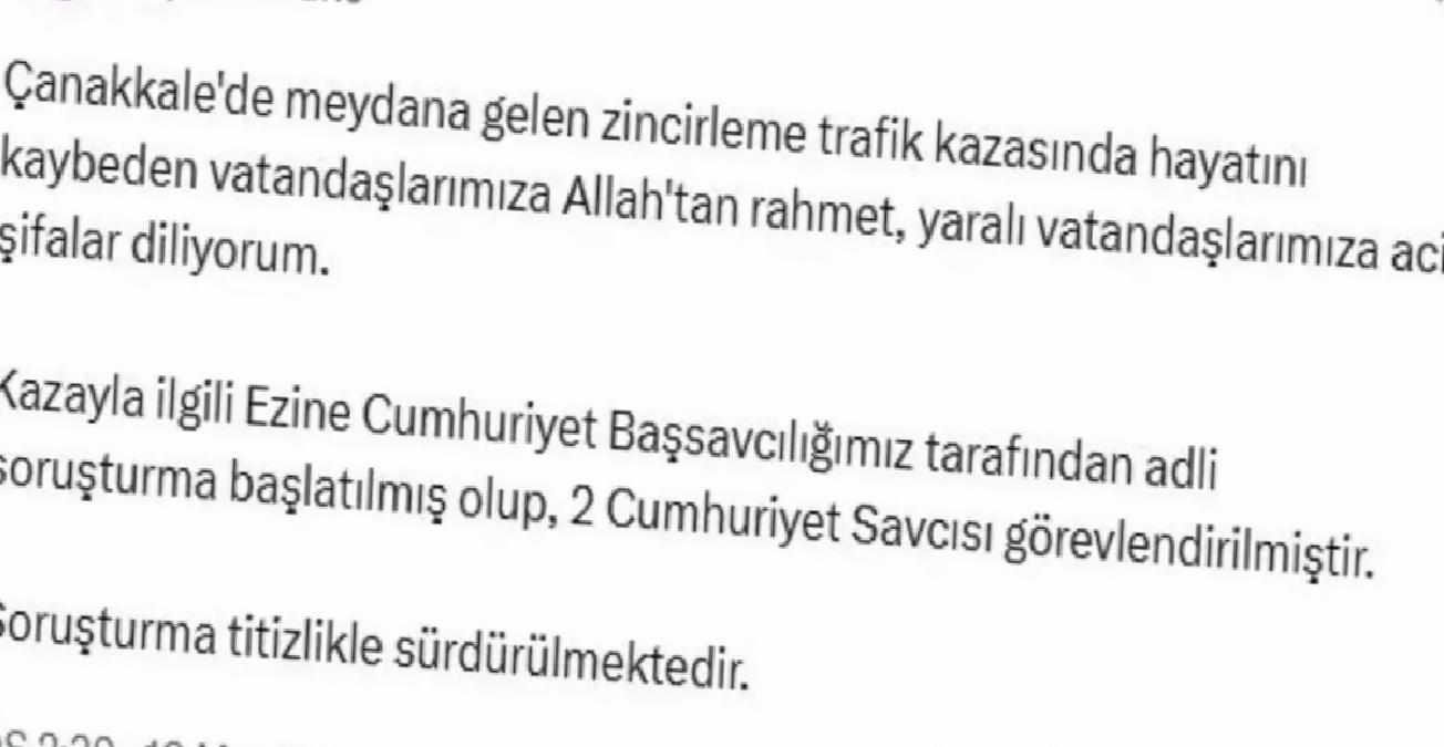Çanakkale’deki Kazada 2 Savcı Görevlendirildi