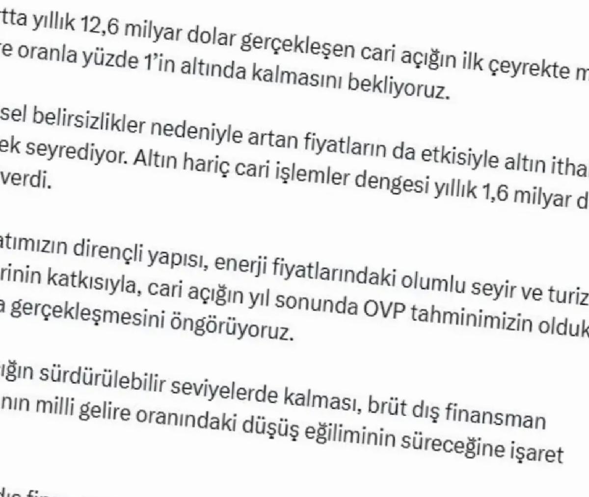 Cari Açık Yıl Sonunda Beklentinin Altında Kalacak
