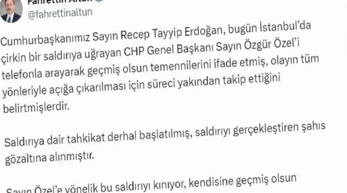 Cumhurbaşkanı Erdoğan, Özgür Özel’i telefonla arayarak geçmiş olsun dileklerini iletti
