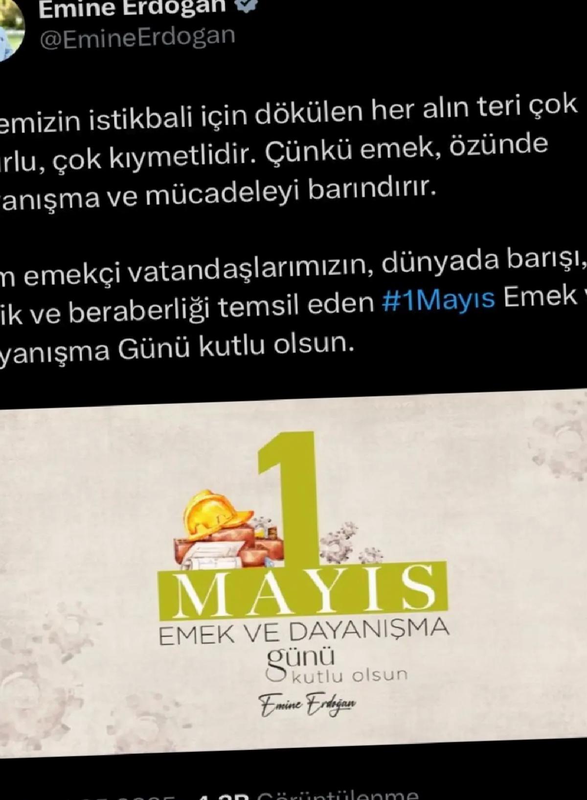 Emine Erdoğan’dan 1 Mayıs Bildirisi