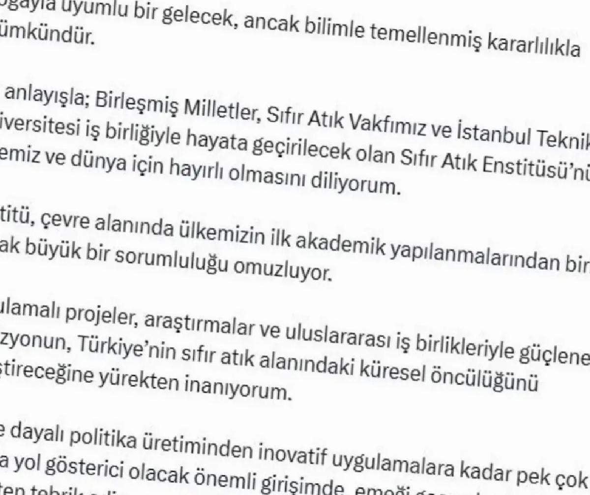 Emine Erdoğan’dan Sıfır Atık Enstitüsü paylaşımı