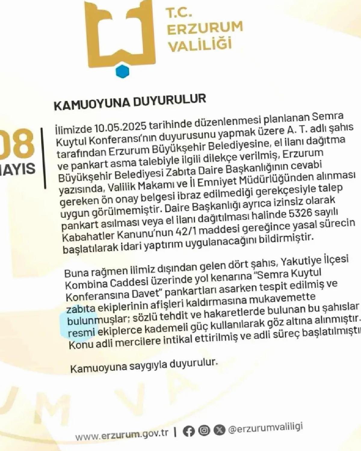 Erzurum’da Müsaadesiz Pankart Asan 4 Kişi Gözaltına Alındı