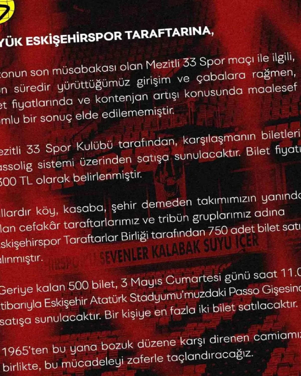 Eskişehirspor’a Taraftar Kontenjanı Artışı Yok