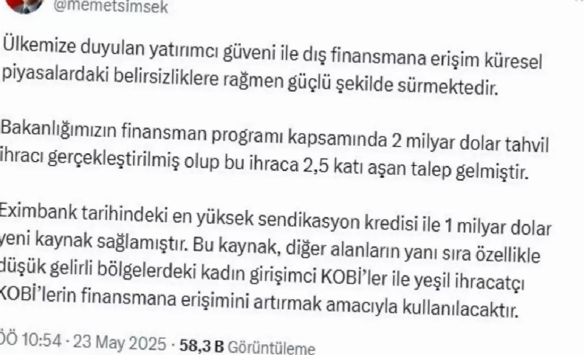 Eximbank’tan 1 Milyar Dolar Kredi
