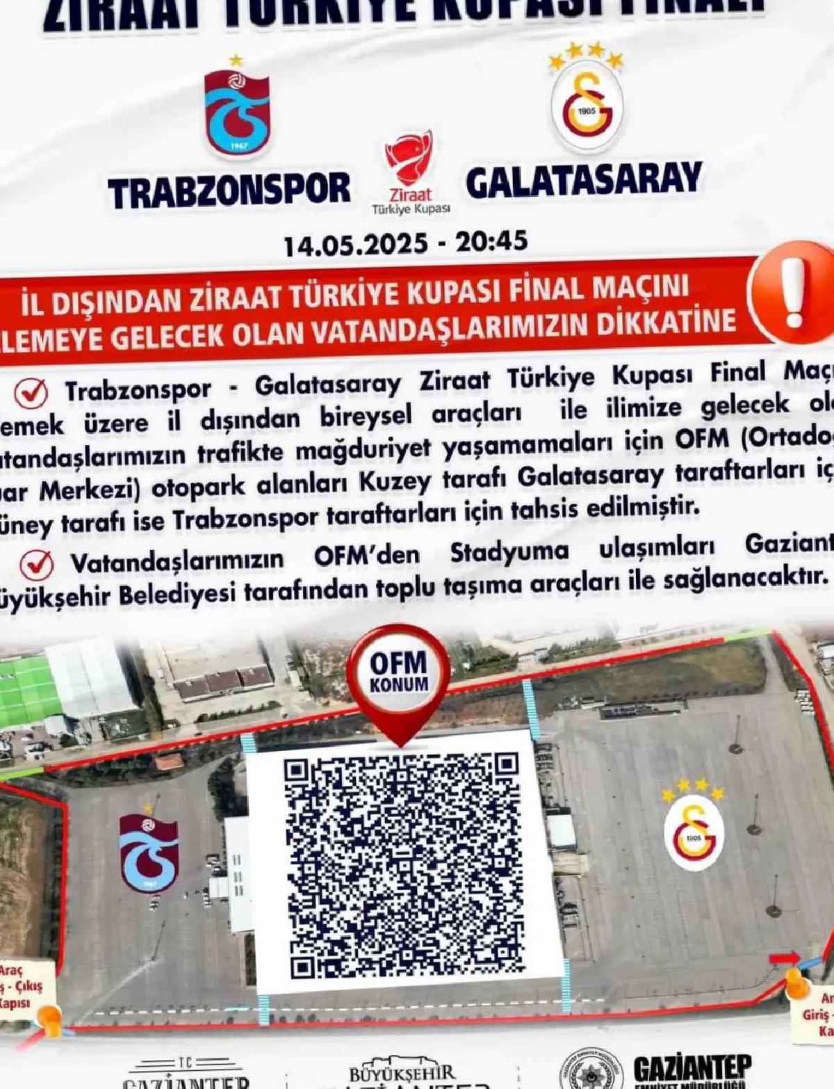 Gaziantep’te Ziraat Türkiye Kupası Finali İçin Park Alanları Belirlendi