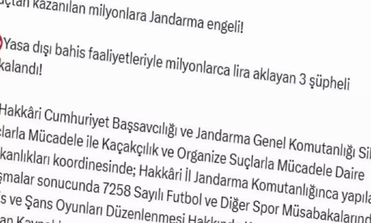 Hakkari’de Yasa Dışı Bahis Operasyonu