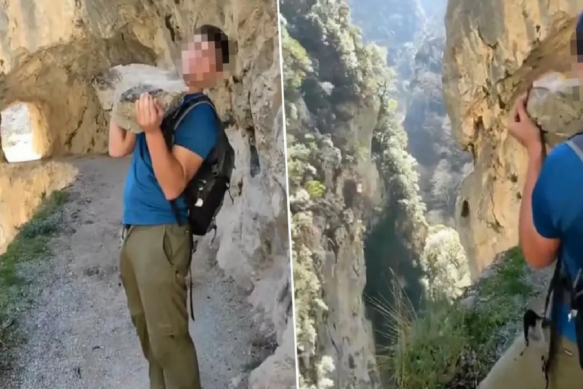 Kaya kesimini vadiye fırlatan turiste rekor ceza