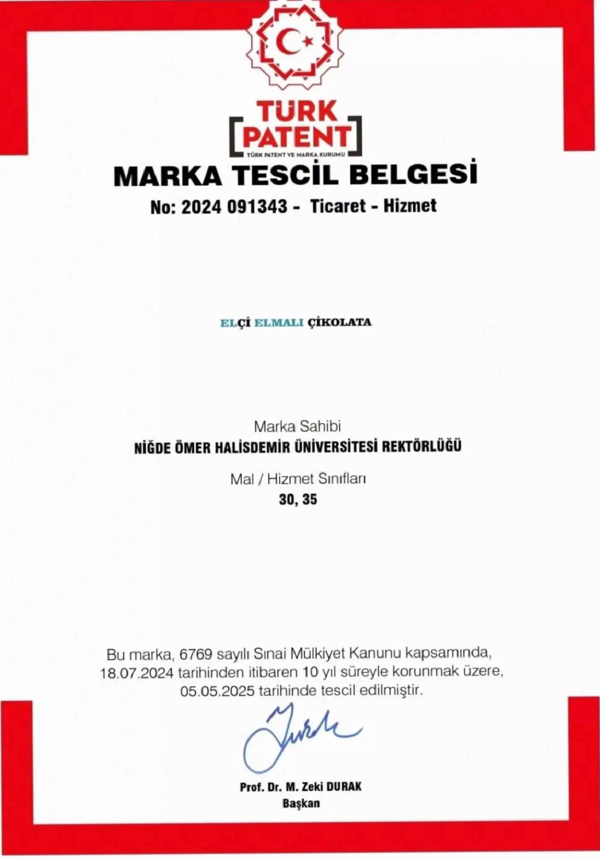 Niğde’de Yeni Çikolata Markası Tescillendi