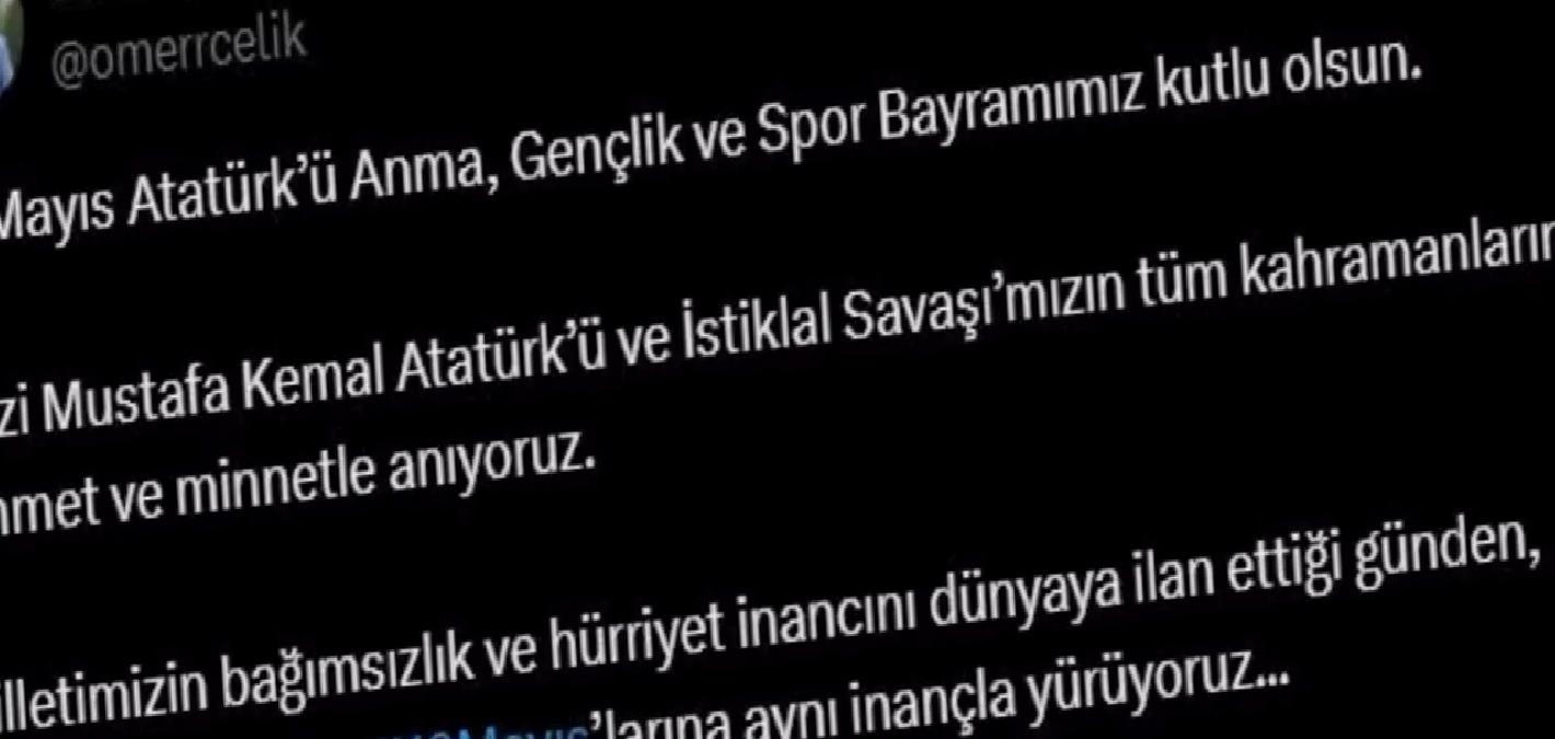 Ömer Çelik’ten 19 Mayıs Bildirisi