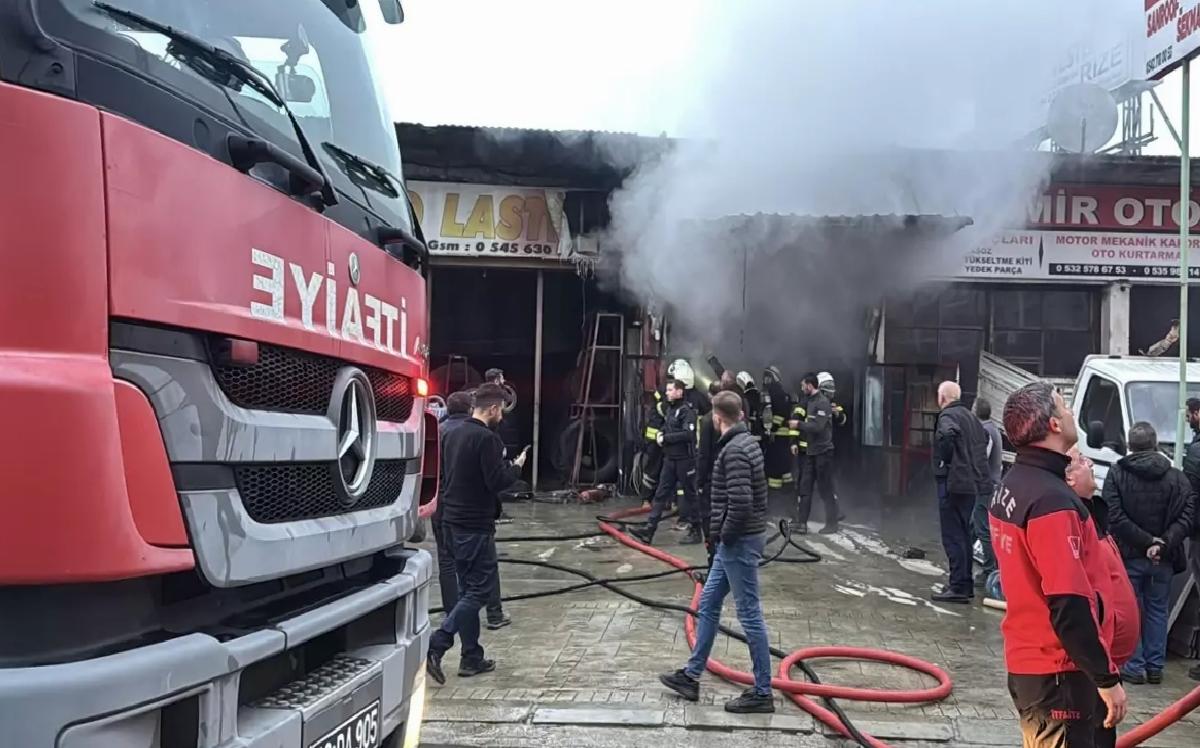 Rize’de Oto Döşeme Atölyesinde Yangın