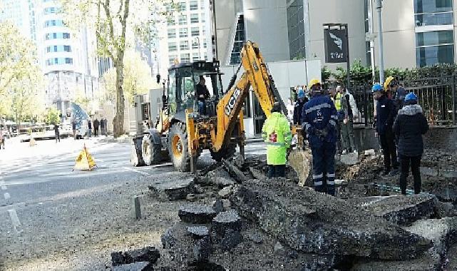 Sarıyer Maslak yol çökmesinde su ve doğalgaz sınırları onarıldı, akış olağana döndü