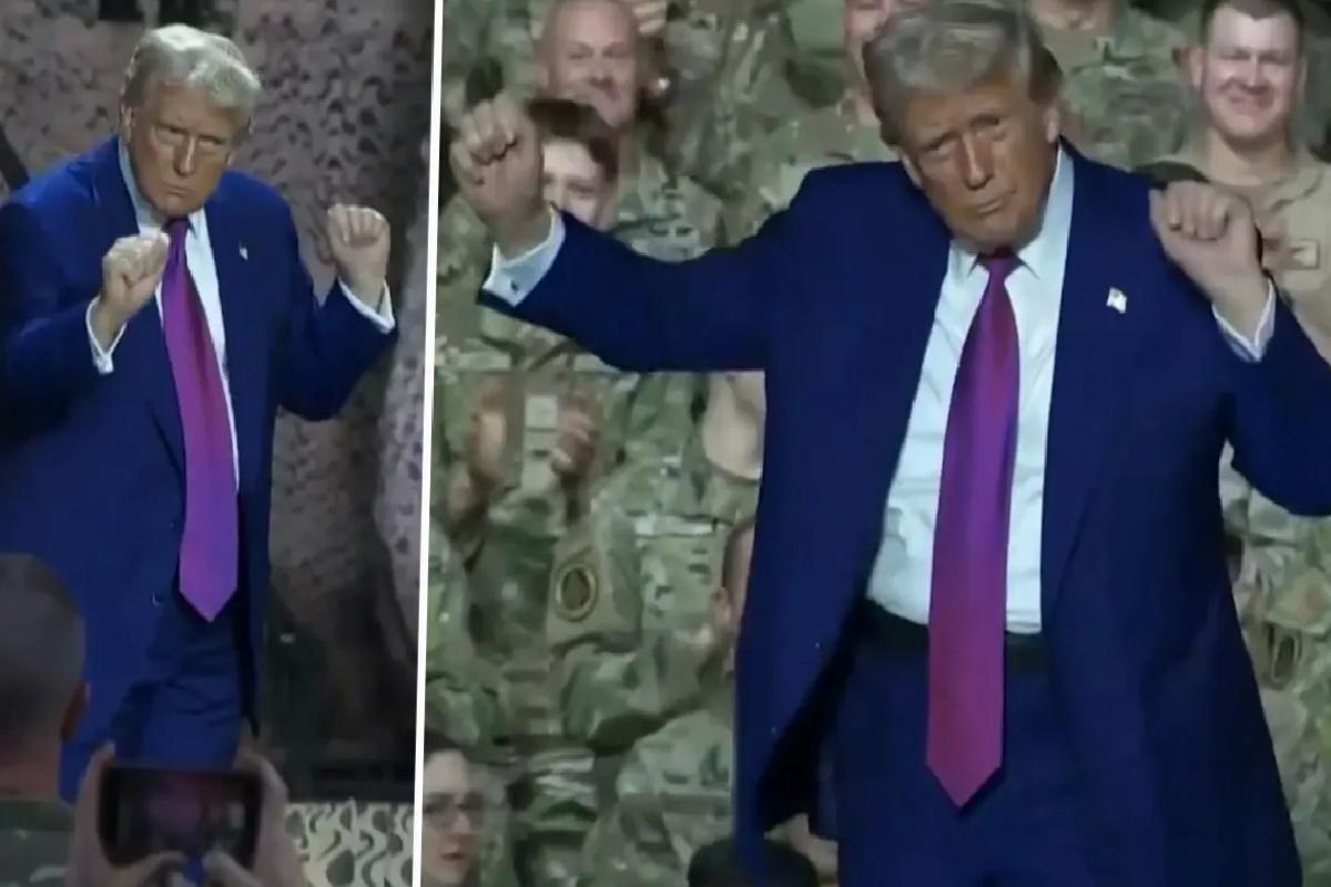 Trump Katar’daki ABD askerlerine moral vermek için dans etti