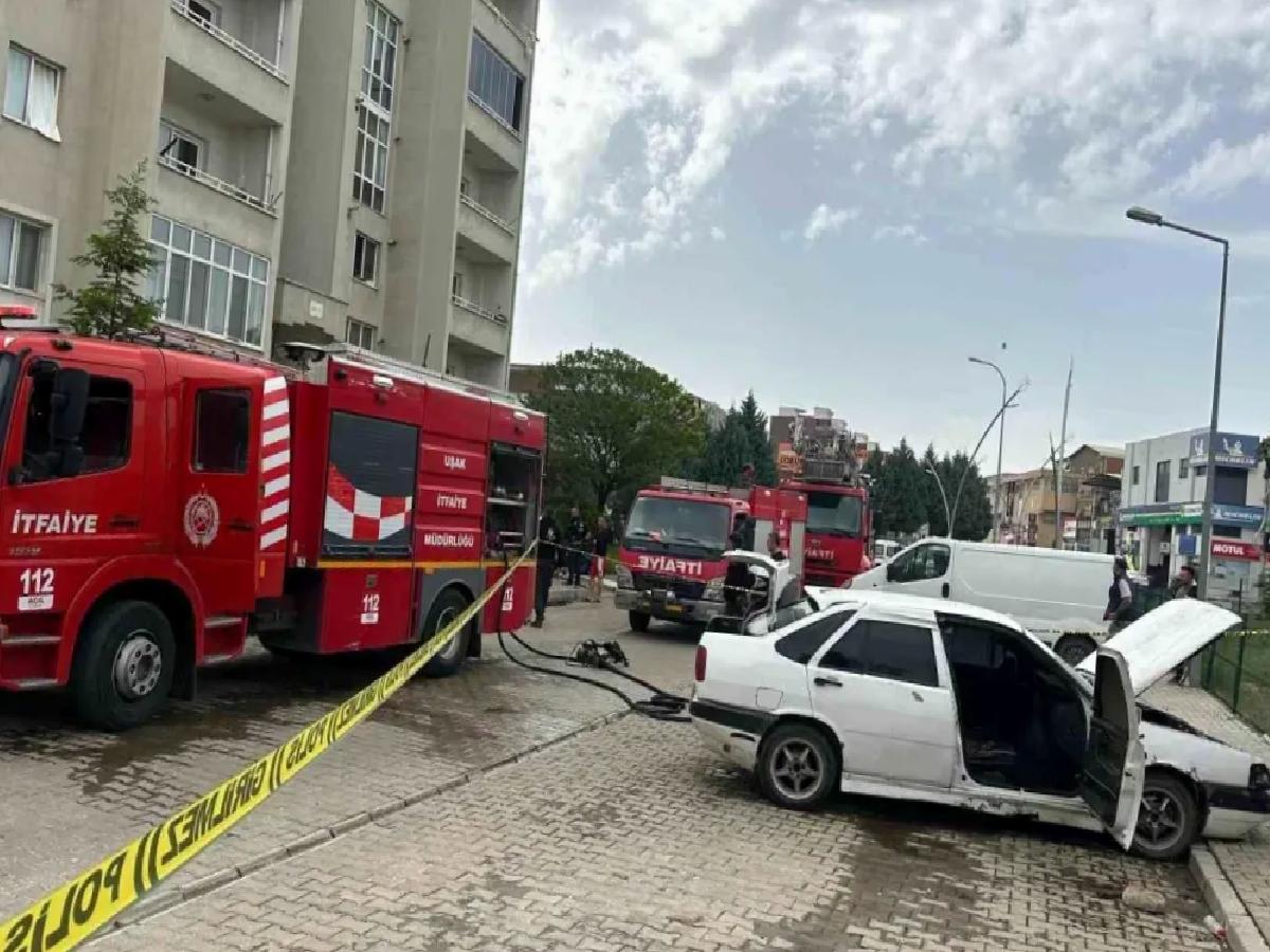 Uşak’ta Koca Meskeni ve Araçları Yaktı