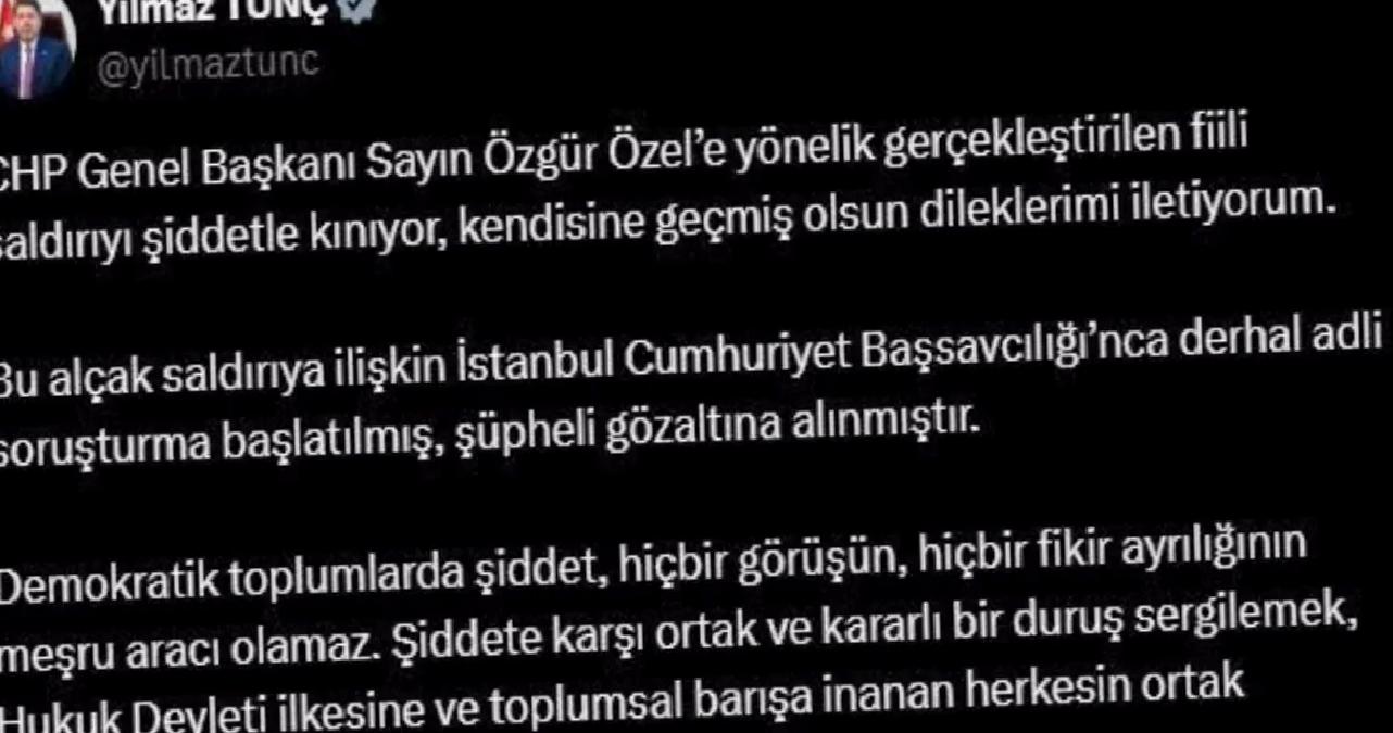 Yılmaz Tunç’tan Özgür Özel’e Geçmiş Olsun