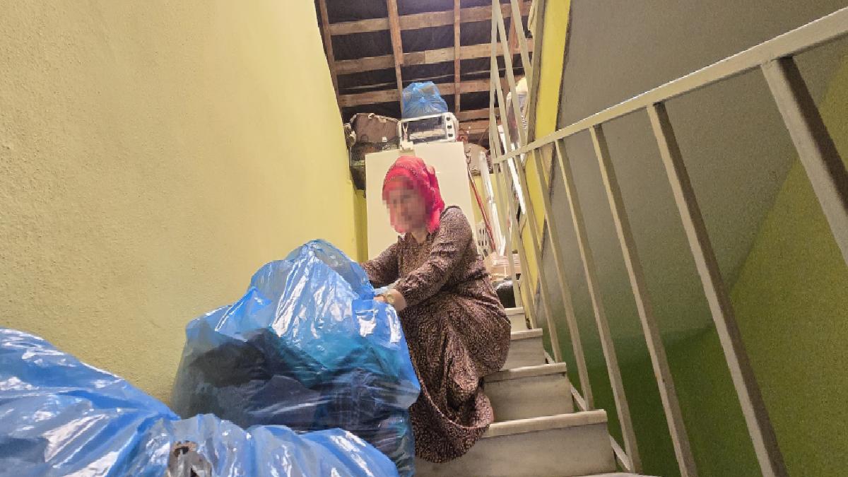 Zonguldak’ta meskenden tahliye edilen bayan çatıda yaşamaya başladı